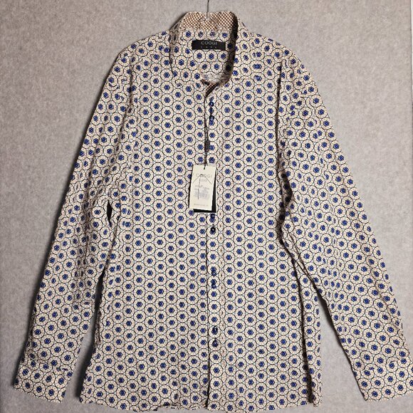Coogi Luxe Mens 2XL Patterned Button Up Long Sleeve Dress Shirt Office Business